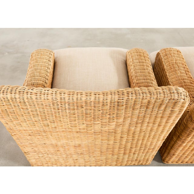 Pair of Ralph Lauren Wicker Lounge Chairs and Ottoman For Sale - Image 11 of 18