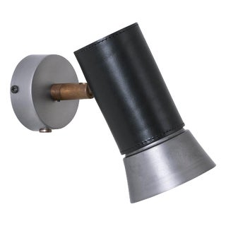 Black Leather and Iron Kusk Wall Lamp by Sabina Grubbeson for Konsthantverk For Sale