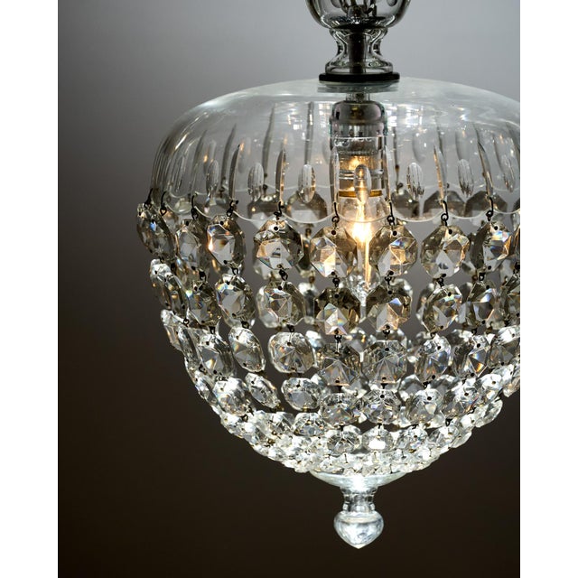 1920s Antique French Baccarat Crystal Pendant Chandelier - a Pair For Sale - Image 5 of 9
