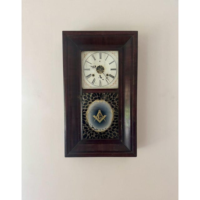 Mid 19th Century Antique American Mahogany Wall Clock, 1860s For Sale - Image 5 of 5