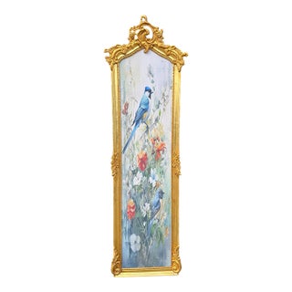 1970 French Louis XVI Gold Beech Bird Textile Art - 1 Pc For Sale