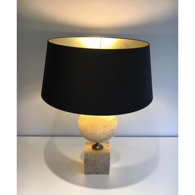 Black Tall Philippe Barbier Travertine Lamp, circa 1960 For Sale - Image 8 of 13