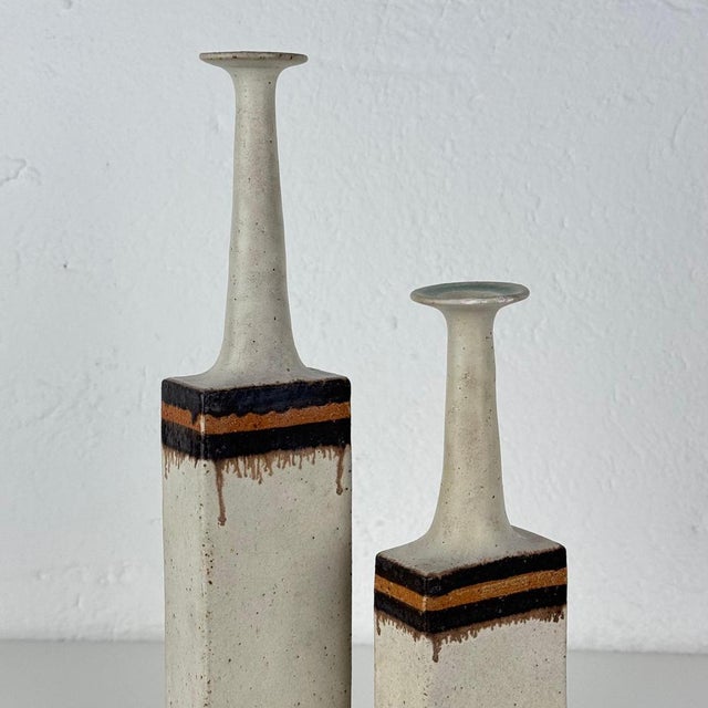 Vintage Italian Glazed Ceramic Vases by Bruno Gambone, 1970s, Set of 2 For Sale - Image 4 of 12