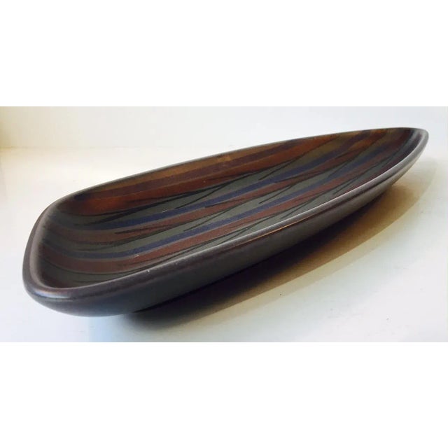 1950s Asymmetrical Modernist Ceramic Dish by Ravnild, 1950s For Sale - Image 5 of 11