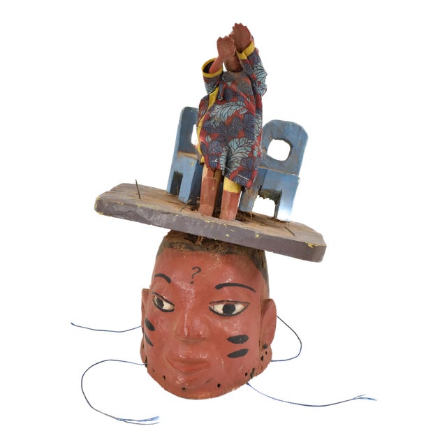 Early 20th Century Yoruba Gelede Mask with Figure Nigeria For Sale