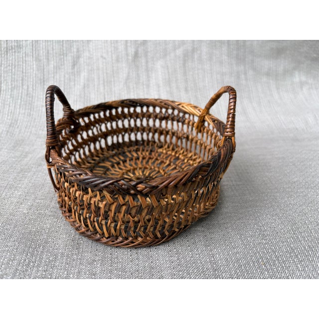 Small Vintage Woven Wicker Basket For Sale - Image 14 of 15
