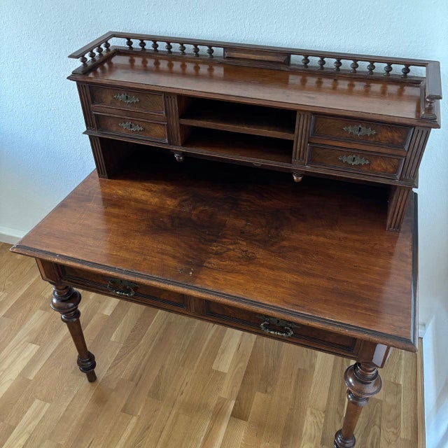 Brown Antique Wilhelminian Style Walnut Desk For Sale - Image 8 of 15