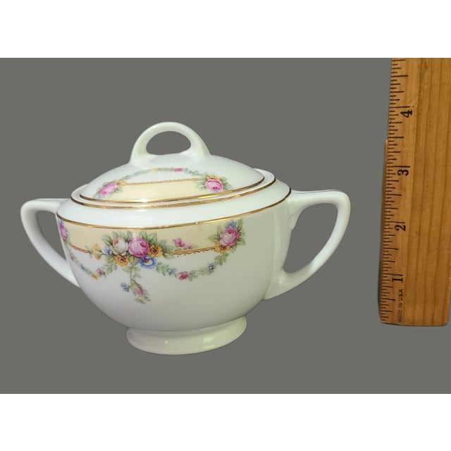 Mid 20th Century Vintage Fine Porcelain Hand Painted Floral Tk Thun Bohemia Sugar Bowl For Sale - Image 5 of 8