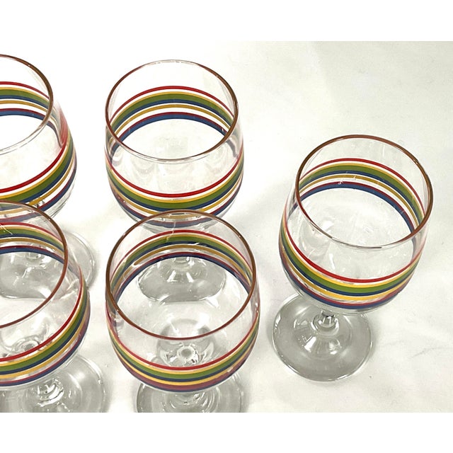 Art Deco 1960s Libbey-“ Mambo Fiesta”-Vintage Wine Glasses – 8 Ounce Capacity – Set of Six For Sale - Image 3 of 5