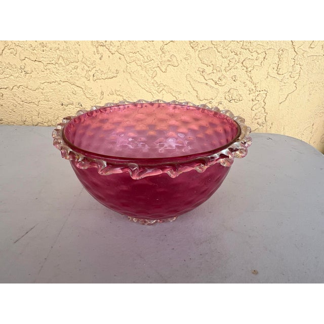 Victorian Antique Victorian Cranberry Glass Bowl For Sale - Image 3 of 4