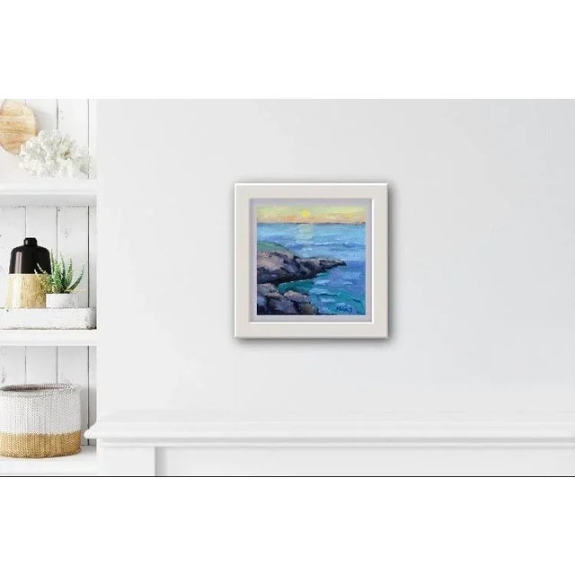 Quiet Places & Coastal — Sunset at Mendocino Headlands Original oil painting by L. Haas, 6 x 6 in unframed gessoed...