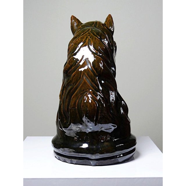 Brown Horse Head or Chess Knight in Glazed Terracotta, France, 1980s For Sale - Image 8 of 17