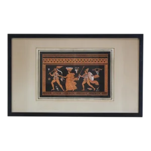 Antique 18th Century Neoclassical Print Aquatint Engraving in Black & Terra-Cotta Ink by Sir William Hamilton Taken From Greek & Etruscan Vases