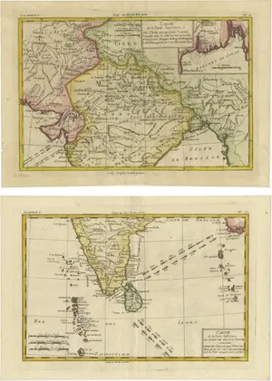 Cartographic Depiction of Upper India and Ceylon, 1835