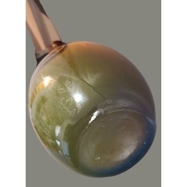 Mid-Century Modern Tall Cased Art Glass Olive Green & Tan Long Neck Vase For Sale - Image 10 of 11