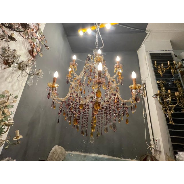 Large Murano Crystal Chandelier, 1960s For Sale - Image 17 of 18