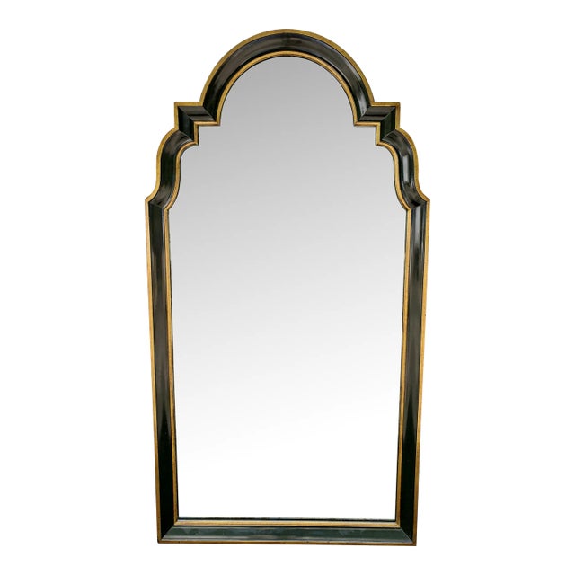 Baker Furniture Mahogany Partial Gilt and Green Baker Wall Mirror For Sale