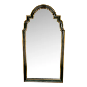 Baker Furniture Mahogany Partial Gilt and Green Baker Wall Mirror