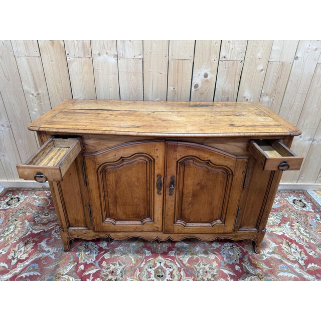 Wood 18th Century Louis XV Provincial Low Buffet in Fruit Wood For Sale - Image 7 of 8