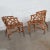 Wood Vintage Chinese Chippendale Rattan Rolling Accent Chairs by Henry Link for Wicker - A Pair For Sale - Image 7 of 13
