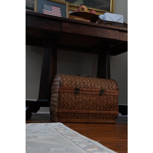 Farmhouse Vintage Woven Small Trunk For Sale - Image 3 of 5