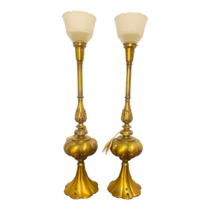 1950s Rembrandt Lamps Masterpieces, Solid Bronze, With Original Tags, a Pair
