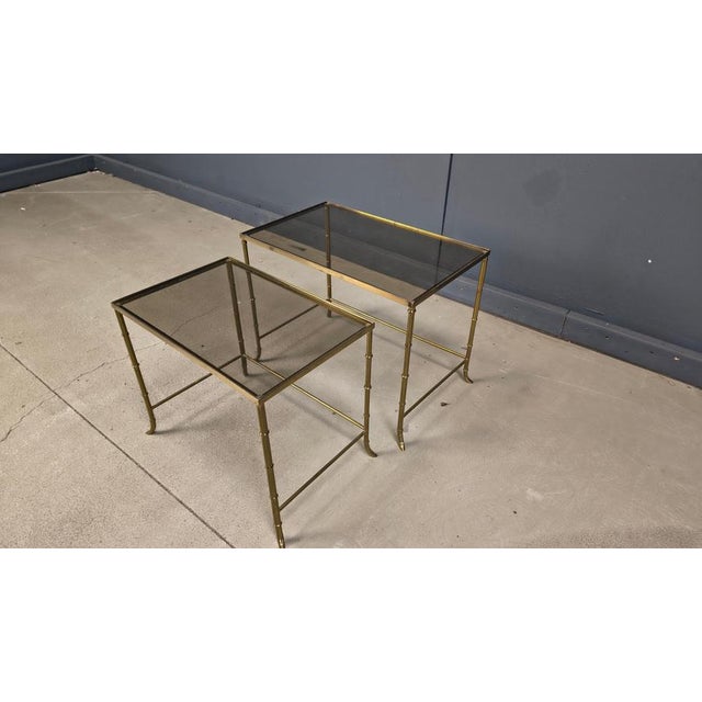 Brass Faux Bamboo Nesting Tables, 1960s, Set of 2 For Sale - Image 4 of 12