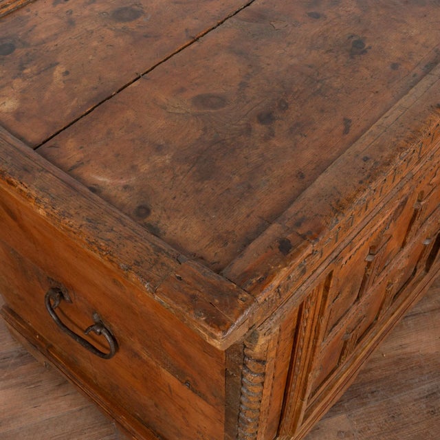 Wood Hand Carved Large Pine Trunk, Circa 1800 For Sale - Image 7 of 12