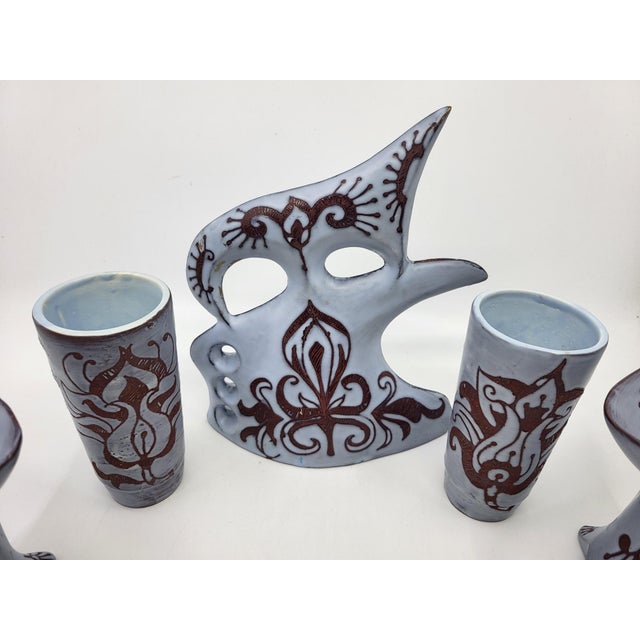 Attention mid-century design and art ceramics enthusiasts! I am offering this magnificent and very rare complete 5-piece...