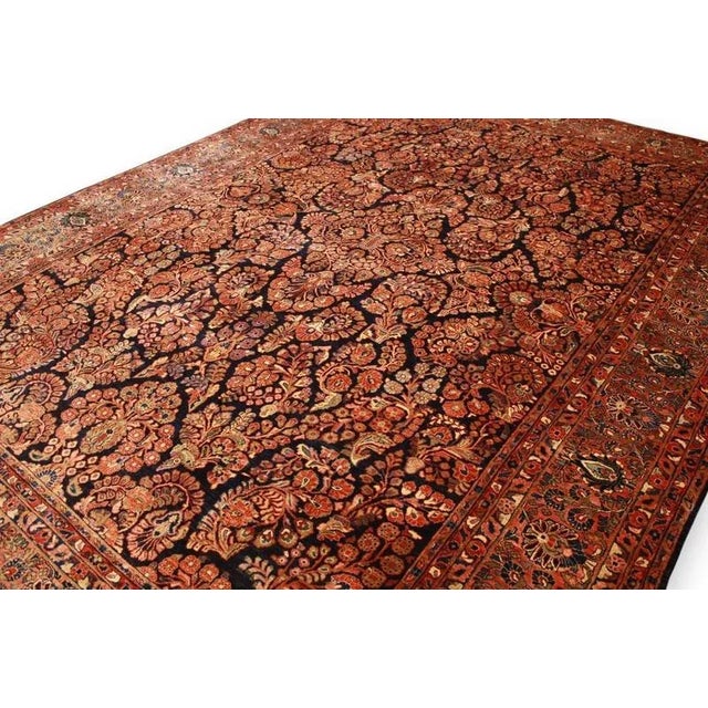 Textile Antique Middle Eastern Hand-Knotted Sarough Rug For Sale - Image 7 of 11