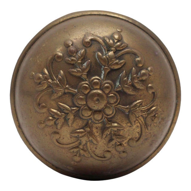 Antique Norwalk Brass Floral Door Knobs For Sale