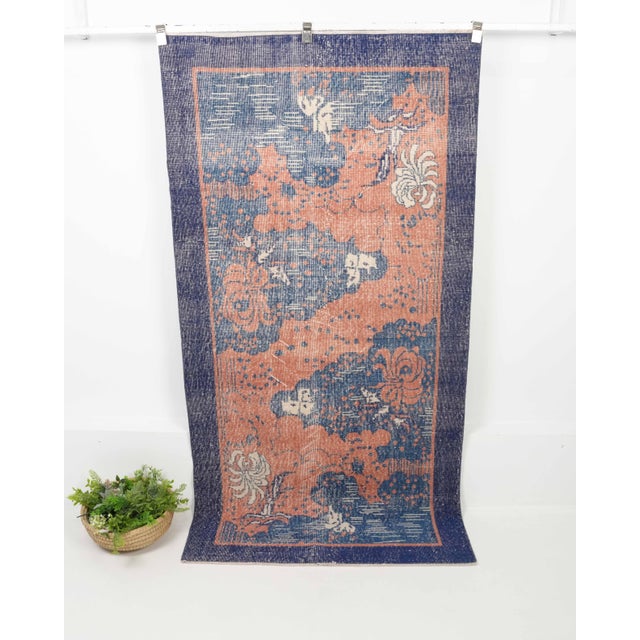 1970s Vintage Turkish Oushak Handmade Wool Cotton Orange Area Rug For Sale - Image 11 of 11