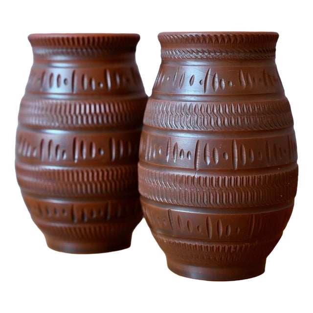 19th Century Brutalist Ethnic Terracotta Vases from Alfred Krupp, 1970s For Sale