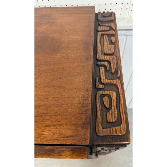 Mid-Century Modern United Tiki Walnut High Chest For Sale - Image 9 of 10