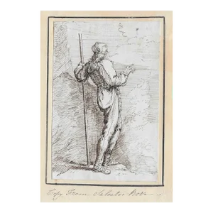 1830 Shepherd Drawing After Salvator Rosa