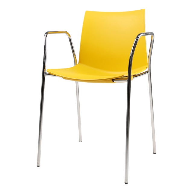 Mid-Century Yellow Chair with Metal Frame and Plastic Seat, Belgium For Sale