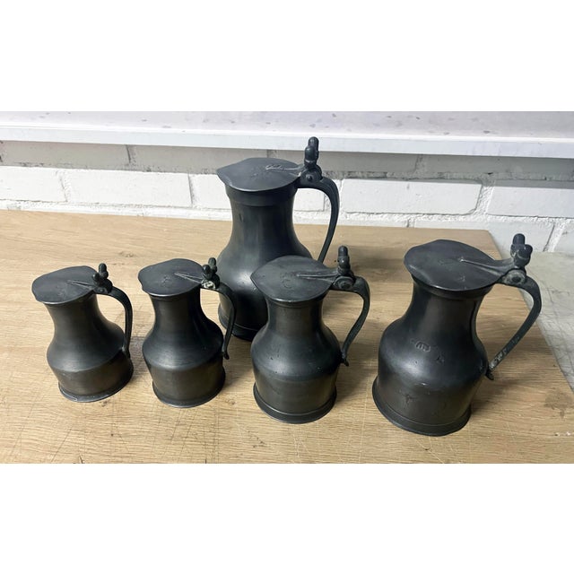 Five AntiqueFrench Pewter Tankards With Acorn Thumb Piece For Sale In New York - Image 6 of 10