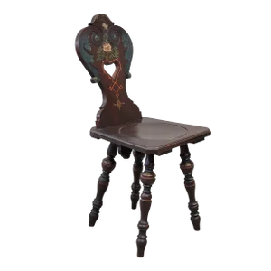 Vintage Swiss/German Carved and Painted Board Chair