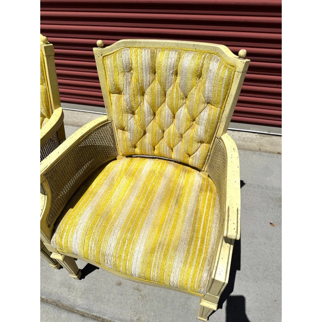 Vintage Yellow Tufted Arm Chairs-A Pair For Sale In Palm Springs - Image 6 of 11
