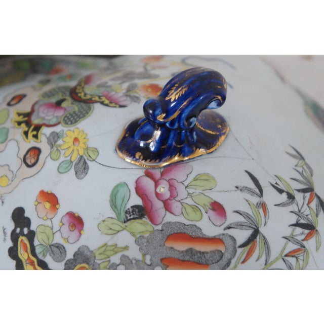 1825 Antique Stephan Folch Bamboo & Basket Hand-Painted Ironstone China Set - 18 Pieces For Sale - Image 11 of 13