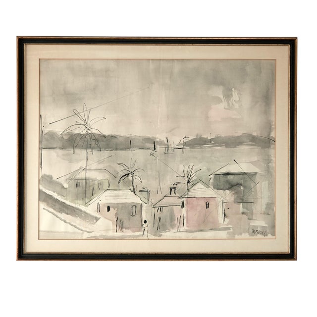 Gray Pair of Mid Century Bermudian Watercolors by Alfred Birdsey For Sale - Image 8 of 12