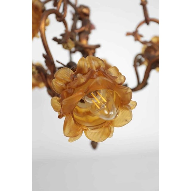2000 - 2009 Antique Art Nouveau Chandelier with Putto For Sale - Image 5 of 8