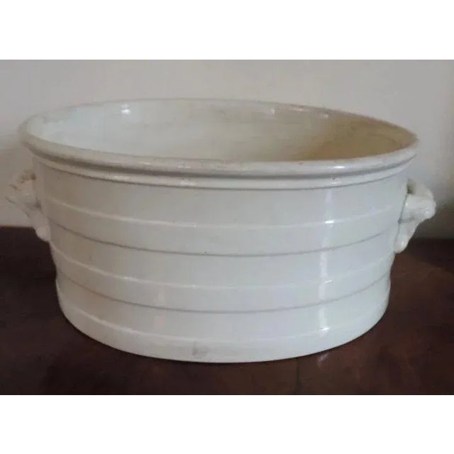 White 19th Century English White Porcelain Handled Footbath Planter or Cachepot For Sale - Image 8 of 11