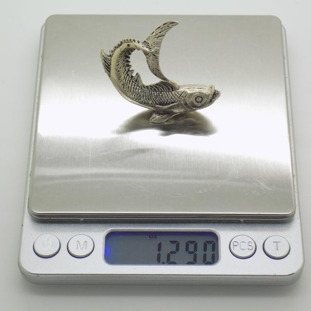 Vintage Italian Silver 800 Good Luck Fish Figurine with Raised Tail, 1950s For Sale - Image 9 of 11
