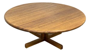 American Modern Round Wood Coffee Table, Mid 20th Century