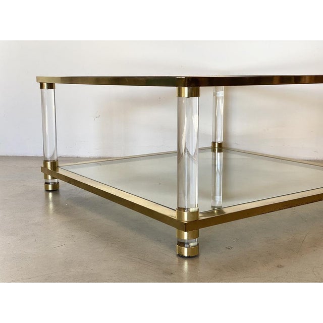 Brass and Acrylic Glass Coffee Table, 1970s For Sale - Image 4 of 9