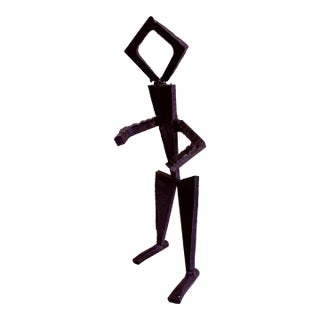 Iron Abstract Brutalist Walking Man Sculpture For Sale