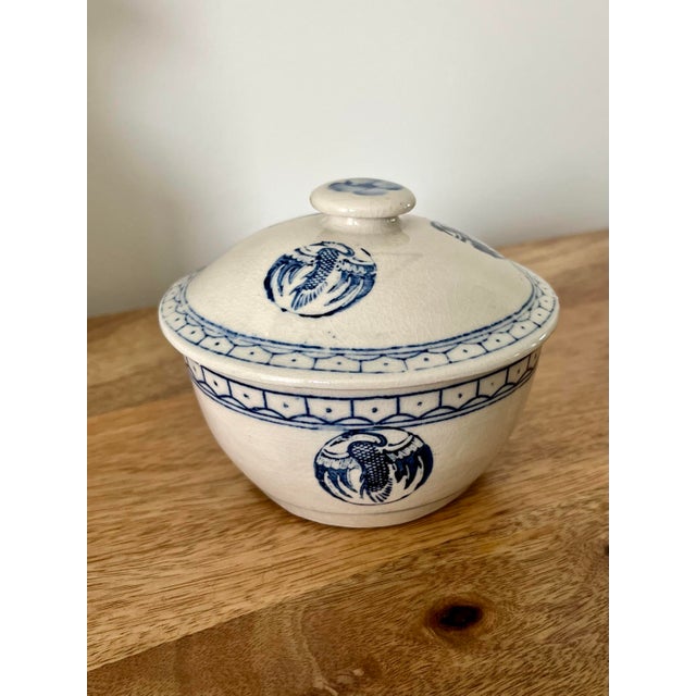 1960s Chinese Lidded Rice Bowls in Blue & White-Set of 4 For Sale - Image 9 of 10