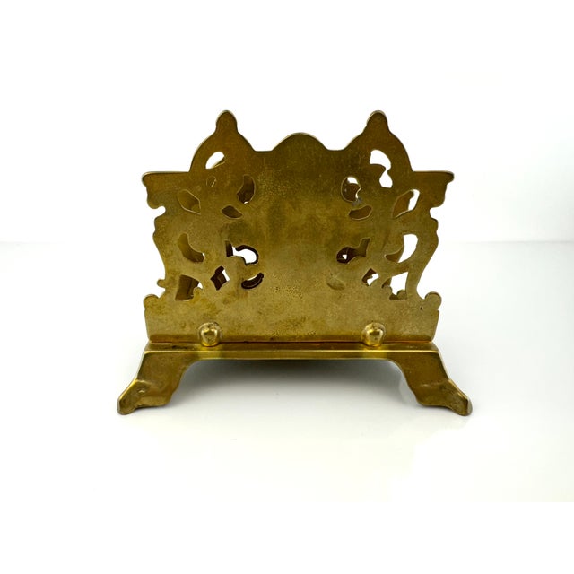 Brass Vintage 1940's French Rococo Brass Letter Holder For Sale - Image 8 of 10