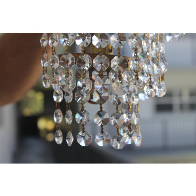 1920 French Regency Gold Bronze 3 Tiered W/ Original Austrian Strass Crystal Laden Waterfall Form Wall Sconces A- Pair For Sale - Image 10 of 12